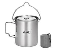 Lixada Tasse Camping Pot Ultralight Portable Cafetière à Piston Acier Inoxydable avec Couvercle et Poignée Pliable pour Camping en Plein Air Randonnée Pédestre