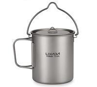 Lixada Ultralight Titanium Pot 750ml Camping Poêle À Frire Poignée Pliable avec Couvercle Extérieur Portable Camping Pique-Nique Tasse d'eau Tasse