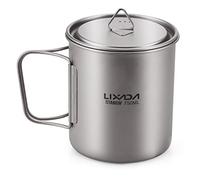 Lixada Ultralight Titanium Pot Tasse à Eau Portable Titanium Tasse avec Couvercle et Poignée Pliable Camping en Plein air Cuisine Pique-Nique