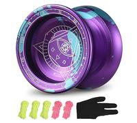Lixada Yoyo Competitive Balle Yoyo professionnelle en aluminium avec 5 cordes et gants Deux jeux de roulements, roulements non attrayants/roulements sensibles Yo-Yo pour débutants et joueurs