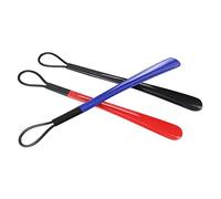 LIXBD Lot de 3 chausse-pieds à long manche en plastique pour hommes, femmes, enfants (rouge, noir, bleu)