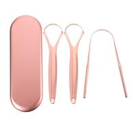 LIXBD Lot de 3 grattoirs à Langue réutilisables avec étui de Transport en Acier Inoxydable