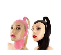 LIXIAAOOKWEDG Masque de bal masqué en latex pour fête costumée, accessoire de combinaison, costumade - Coiffure personnalisable, rose, XL