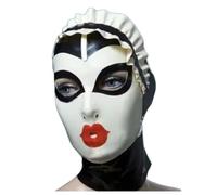 LIXIAAOOKWEDG Masque d'Halloween 100 % latex avec capuche en caoutchouc Gummi Freak Mouth Crown Personnalisé, blanc, M