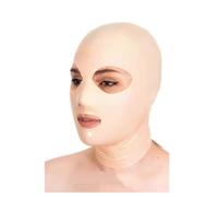 LIXIAAOOKWEDG Masque intégral 100 % latex avec capuche en caoutchouc pour cosplay, bouche ouverte, yeux et nez, blanc, taille XXL