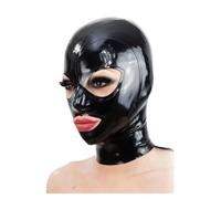 LIXIAAOOKWEDG Masque intégral 100 % latex avec capuche pour bal masqué, fête, cosplay, kit de costumes pour homme et femme, yeux ouverts, noir, taille L