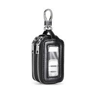 LIXIASM Housse de Clés Voiture pour Ford F-350 Super Duty III Super Cab Long Box 2011-2016, Étui Protection avec Fenêtre Transparente pour Clés Voiture en Cuir Porte-clés Voiture,B-BL-ack