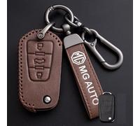 LIXIASM Housse de clés Voiture pour MG GS Base/Explore, Étui de Protection pour Clés de Voiture en Cuir Porte-clés de Voiture,C-Brown