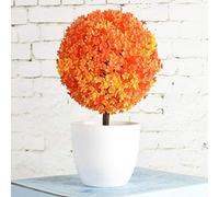 LIXIFF Simulation Petite Plante en Pot Fleur Boule de Cerisier Accueil Bureau en Pot Fausse Boule Herbe Boule Fleur Boule réception décoration Spec, Orange
