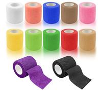 Lixiluxia 12 Rouleaux Bandage Autoadhésif, Bande Strapping Adhésif, 5 cm x 4,5 m Bande Cohesive, Bandage Cohésif Élastique, Pansements Auto-Adhésif non Tissé, pour Doigt, Poignet, Cheville, Animaux