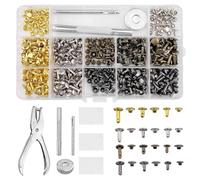 Lixiluxia 180 Paires de Rivets pour Cuir À Frapper, 3 Tailles Rivets Couture, Rivets À Bout Ouvert, Brass Rivets Croc Boucle Bouton, Rivet Maroquinerie, Ensemble Outil de Rivets en Cuir (4 Couleurs)
