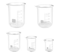 Lixiluxia 5Pcs Verre Doseur en Verre, Bécher Gradué en Verre Borosilicate, Verrerie de Laboratoire, Tasse à Mesurer 5 Tailles 100ml 50ml 25ml 10ml 5ml, pour Laboratoire, Salle de Classe, Cuisine