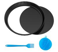 Lixiluxia Moule a Tartelette à Fond Amovible 28 cm, Moules à Tartelettes Rond, Plat a Tarte en Acier Carbone, Moulle a Tarte Revêtement Antiadhésif, Parfait pour Gâteaux, Gaufres, Pizza, Noir