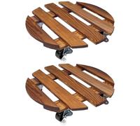 Lixiluxia Porte Plante a roulettes, Supports de Pots de Fleurs à roulettes, Support Plante Exterieur, Plateau Roulette Plante, Socle de Rempotage à roulettes Fleurs Bois Massif, Capacité Charge 80kg