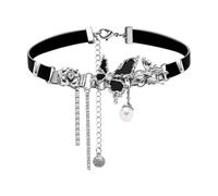 LIXIONGQUANLAL Jewelry, Collier ras du cou en perles style hip-hop for femme, collier noir style Spice Girls, chaîne superposée,Necklaces for women