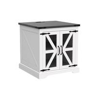 LIXIONGQUANLAL Side Table, Table d'appoint de canapé en Bois Rustique de 61 cm avec Station de Charge, Porte de Grange grillagée et étagère réglable,Nightstand(White)