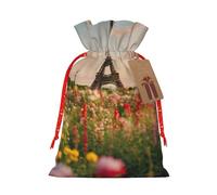 LIXLZH Beau sac de Noël imprimé Tour Eiffel Paris Sacs à cordon de serrage Sacs Femmes Hommes Noël Nouvel An Sacs de fête Sacs de fête Sac de fête Sac