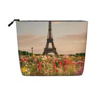 LIXLZH Belle Tour Eiffel Paris Imprimée Portable Voyage Cosmétique Maquillage Pochette à Fermeture Éclair Noir Taille Unique, Noir/blanc, One Size