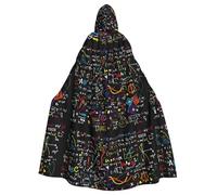 LIXLZH Cape à capuche imprimée de formule mathématique universelle pour adulte, costume de sorcière, costume d'Halloween, cape de carnaval