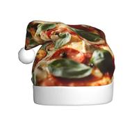 LIXLZH Chapeau de Père Noël imprimé pizza pepperoni 3D unisexe pour adulte Bonnet d'hiver mignon et accrocheur Chapeau de Noël Fête festive