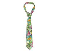 LIXLZH Cravate pour homme avec imprimé oiseaux tropicaux et feuilles de plantes - Cravate formelle pour fête de mariage - Cravate fine, Plantes tropicales et perroquets, taille unique
