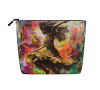 LIXLZH Dance With Music Print Portable Voyage Cosmétique Maquillage Pouch Bag Single Layer Makeup Organizer Pouch Zipper, Noir, Taille Unique, Noir/blanc, One Size