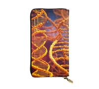 LIXLZH DNA - Portefeuille en cuir avec impression photo et chaîne pour homme et femme, porte-monnaie en cuir, porte-cartes de crédit, portefeuille à fermeture éclair, noir, taille unique, Noir