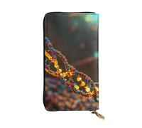 LIXLZH DNA - Portefeuille en cuir avec impression photo et chaîne pour homme et femme, porte-monnaie en cuir, porte-cartes de crédit, portefeuille à fermeture éclair, noir, taille unique, Noir