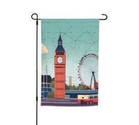 LIXLZH Drapeau de jardin imprimé « I Love London » - Double face - Décoration de jardin - Blanc