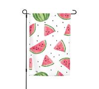 LIXLZH Drapeau de jardin imprimé pastèque fruits frais, drapeau de jardin double face, décoration de jardin, plage d'été, drapeau de jardin, blanc