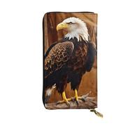 LIXLZH Flying Eagle - Portefeuille en cuir avec fermeture éclair pour homme et femme, porte-monnaie en cuir, avec fermeture éclair, noir, taille unique, Noir/blanc, One Size