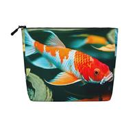 LIXLZH Jolie trousse de maquillage portable avec imprimé poisson koï, pochette à fermeture éclair, noir, taille unique, Noir/blanc, One Size