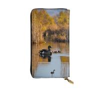 LIXLZH Loon Nature Portefeuille en cuir avec imprimé oiseau pour homme et femme, porte-monnaie en cuir, porte-cartes de crédit, portefeuille à fermeture éclair, noir, taille unique, Noir/blanc, One