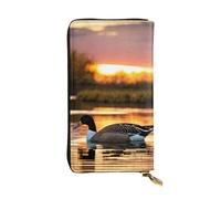 LIXLZH Loon Nature Portefeuille en cuir avec imprimé oiseau pour homme et femme, porte-monnaie en cuir, porte-cartes de crédit, portefeuille à fermeture éclair, noir, taille unique, Noir/blanc, One