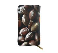 LIXLZH Pile of footballs - Portefeuille en cuir avec fermeture éclair pour homme et femme, noir, taille unique, noir, taille unique, Noir , Taille unique