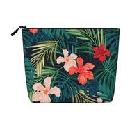 LIXLZH Pochette de maquillage portable à imprimé hawaïen d'été - Pochette de maquillage à une seule couche - Avec fermeture éclair - Noir - Taille unique, Noir/blanc, One Size