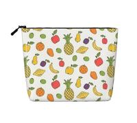 LIXLZH Pochette de maquillage portable avec imprimé banane, fraise, ananas, sac de voyage à une seule couche, pochette à fermeture éclair, noir, taille unique, Noir/blanc, One Size
