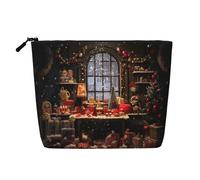LIXLZH Pochette de maquillage portable de voyage avec impression « Merry Christmas Day » - Pochette à fermeture éclair - Noir - Taille unique, Noir/blanc, One Size