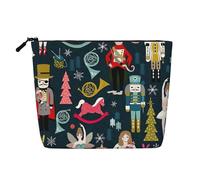 LIXLZH Pochette de maquillage portable pour femme Motif Casse-noisette Ballet Noël Danse Sac de voyage Pochette de maquillage à une seule couche Fermeture éclair, Noir, Taille unique, Noir/blanc, One