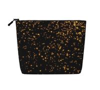 LIXLZH Sac de maquillage portable avec impression papier peint noir et doré, pochette à fermeture éclair, noir, taille unique, Noir/blanc, One Size