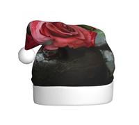 LIXLZH Spa Stone and Rose Flowers Print Santa Hat Adult Unisex Winter Beanie Cap Cute and catch eyes Christmas Hat Festive Party