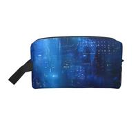 LIXLZH The Blue Binary Print Trousse de maquillage Sac de rangement portable pour accessoires de toilette de voyage, blanc, taille unique, Blanc, One Size