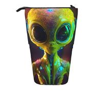 Lixlzh Trousse à crayons télescopique en polyester avec imprimé Alien Planet - Pour papeterie et bureau, Noir/blanc, One Size, Art déco.