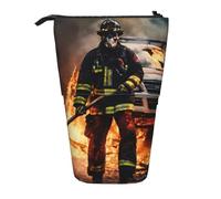 Lixlzh Trousse à crayons télescopique en polyester avec imprimé flammes pompiers pompiers, Noir/blanc, One Size, Art déco.