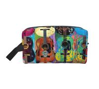 LIXLZH Trousse de maquillage avec impression acoustique et guitares colorées, sac de rangement, blanc, taille unique, Blanc, One Size