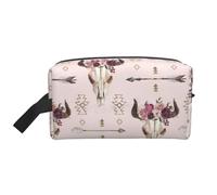 LIXLZH Trousse de maquillage avec motif tête de mort de taureau, sac de rangement, sac de rangement, blanc, taille unique, Blanc, One Size