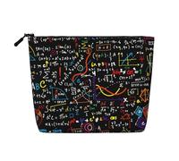 LIXLZH Trousse de maquillage portable avec impression de formule mathématique, pochette à fermeture éclair, noir, taille unique, Noir/blanc, One Size