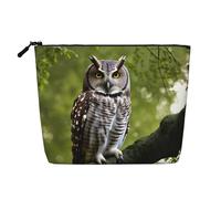 LIXLZH Trousse de maquillage portable avec imprimé branches d'arbre hibou, pochette à fermeture éclair, noir, taille unique, Noir/blanc, One Size