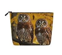 LIXLZH Trousse de maquillage portable avec imprimé hiboux marron mignon de dessin animé, sac de voyage à une seule couche, pochette à fermeture éclair, noir, taille unique, Noir/blanc, One Size