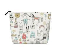 LIXLZH Trousse de maquillage portable avec imprimé lapin et renard Dee - Pochette de maquillage à une seule couche - Avec fermeture éclair - Noir - Taille unique, Noir/blanc, One Size